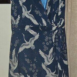 L.A. Soul Blue Crane Print Wrap Dress